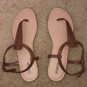 JustFab Brown Flat Sandals Size 11 Regular Width